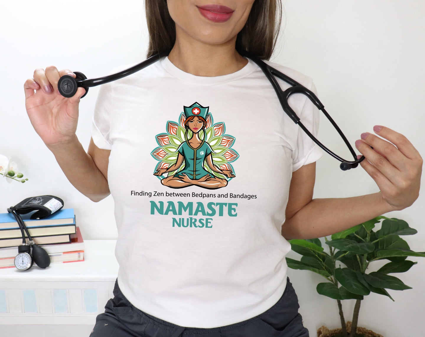 Nurses who Namaste! - "Finding my zen between bedpans and bandages" - Yoga T-Shirt