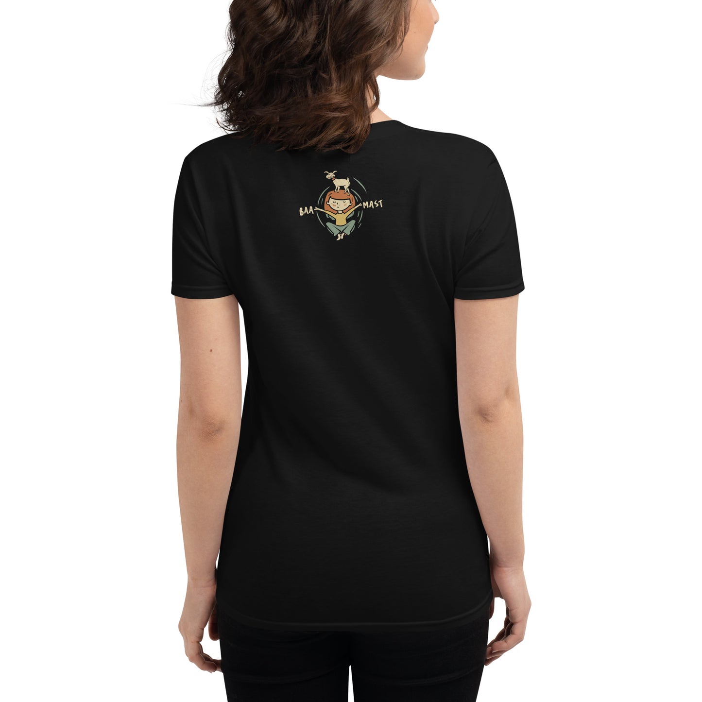 Women's short sleeve t-shirt - "Find your inner Baaaamasteee" Goat yoga shirt!