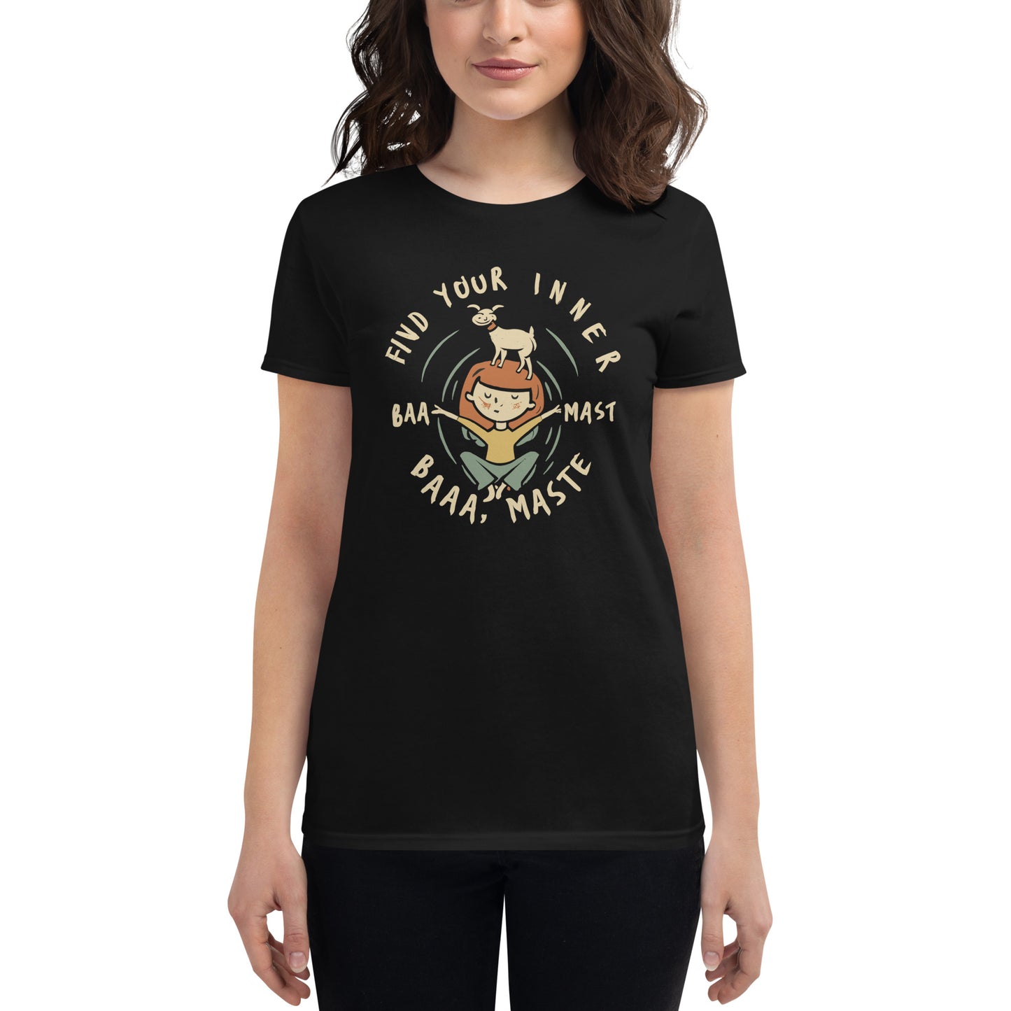 Women's short sleeve t-shirt - "Find your inner Baaaamasteee" Goat yoga shirt!