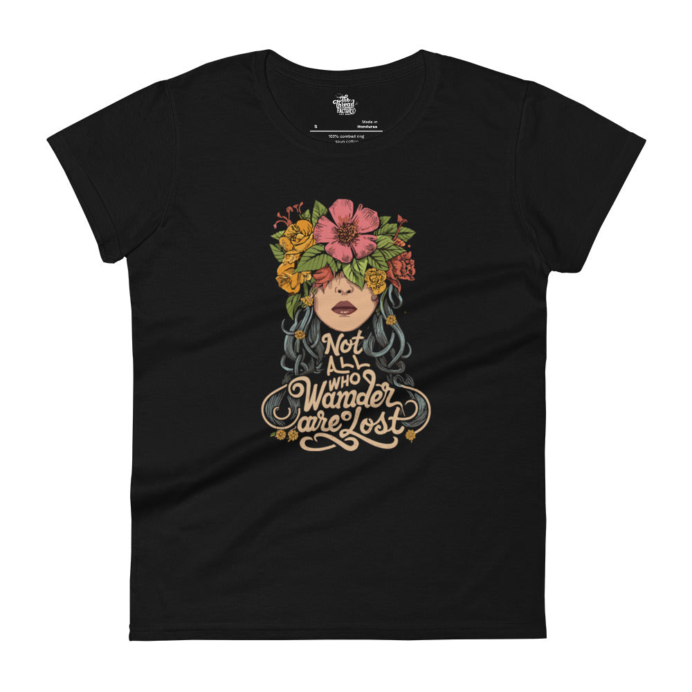 Women's short sleeve t-shirt - "Not All Who Wander Are Lost"