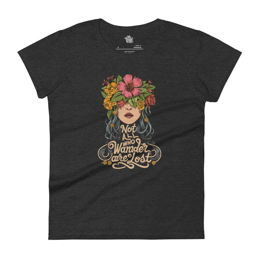 Women's short sleeve t-shirt - "Not All Who Wander Are Lost"